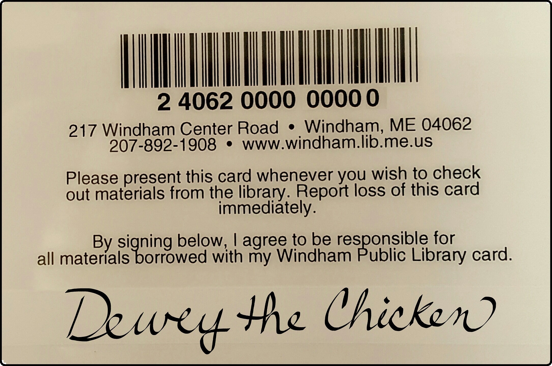 Library card back