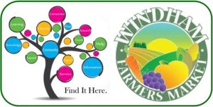 Farmers' Market and Library logo