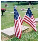 USA Flag by gravestone- Veterans Day Image