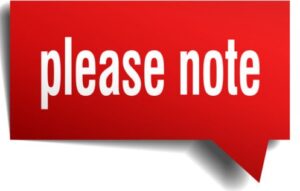 red speech bubble that says please note