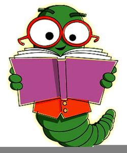 Bookworm worm with glasses holding book