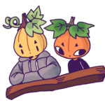 pumpkin characters at a table top