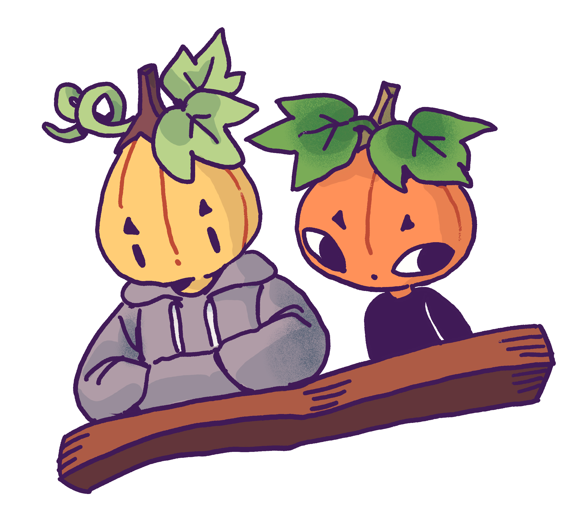 pumpkin characters at a table top
